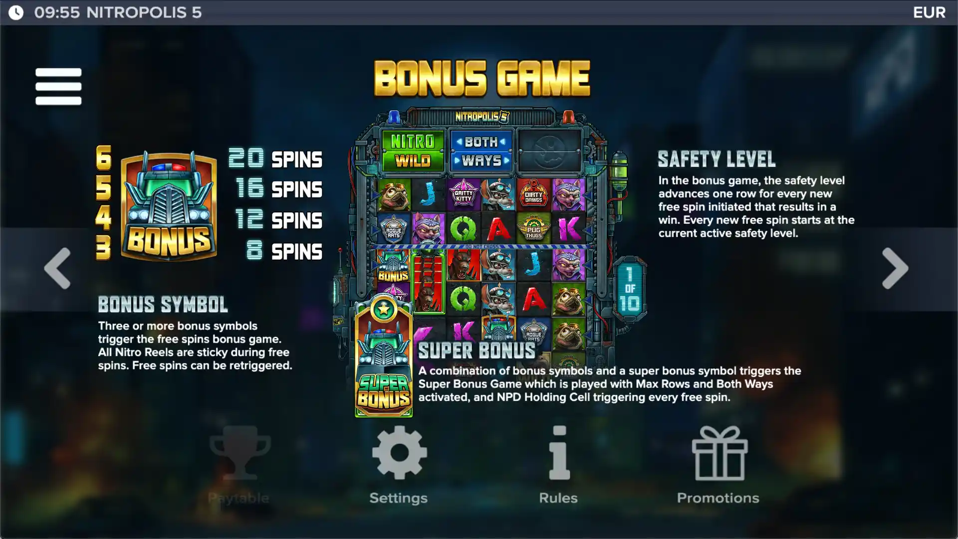 Nitropolis 5 Bonus Game en Super Bonus