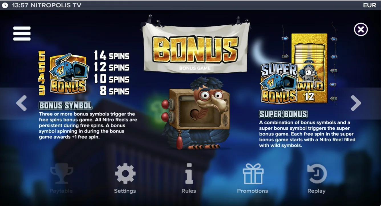 Nitropolis TV Bonus Game en Super Bonus