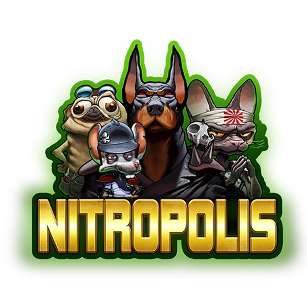 Nitropolis gokkast — post-apocalyptisch stadslandschap met vier dierenclans