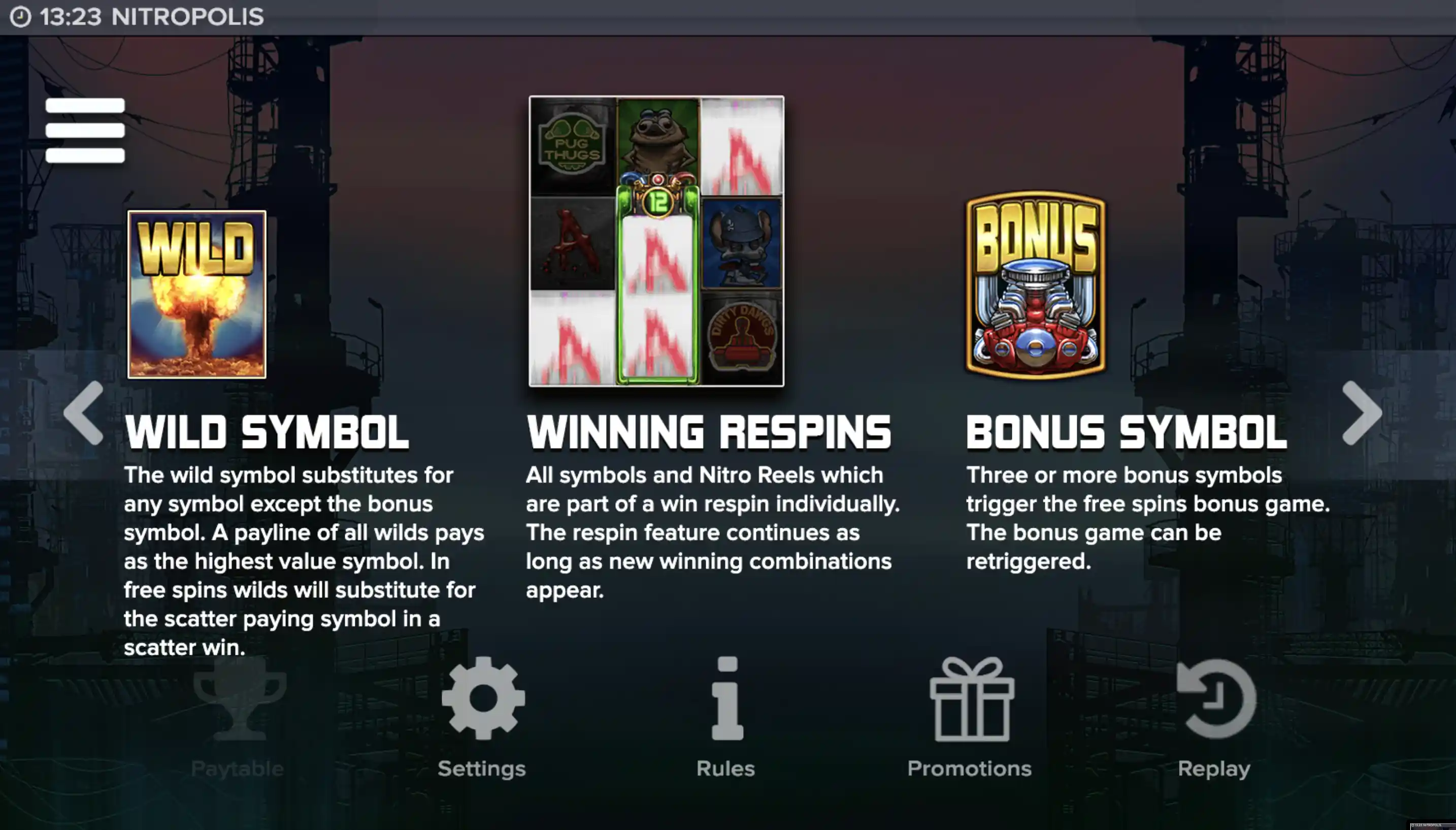 Nitropolis winning respins & bonus