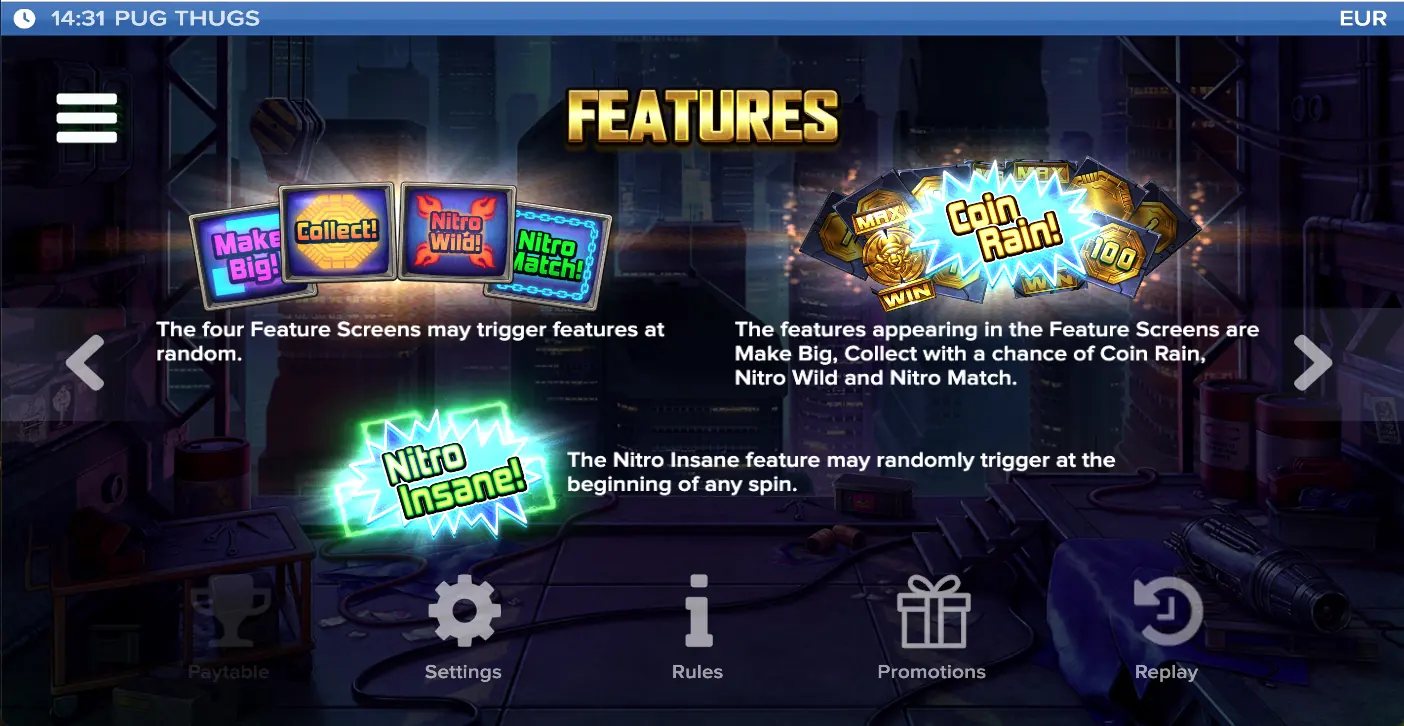 Pug Thugs met willekeurige bonusfuncties en Coin Rain